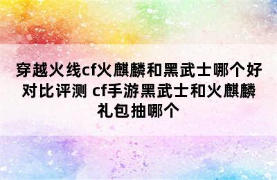 穿越火线cf火麒麟和黑武士哪个好对比评测 cf手游黑武士和火麒麟礼包抽哪个